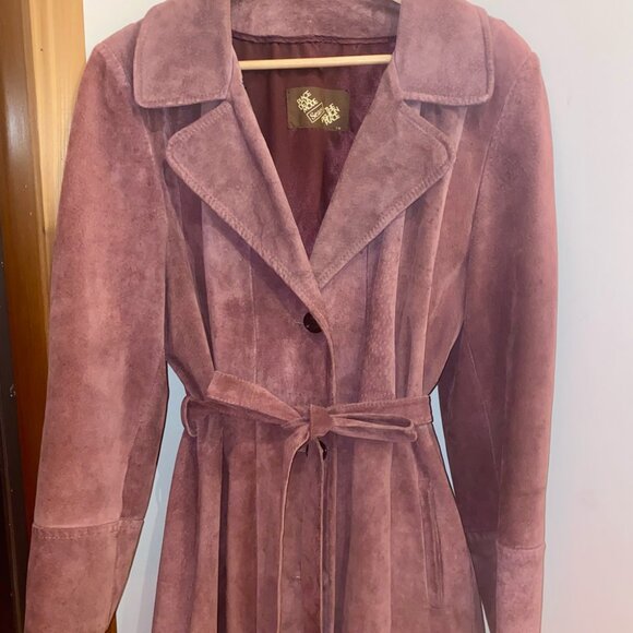 Vintage Purple Leather Suede Coat - Picture 4 of 6